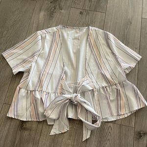 SHEIN crop top tie front blouse
